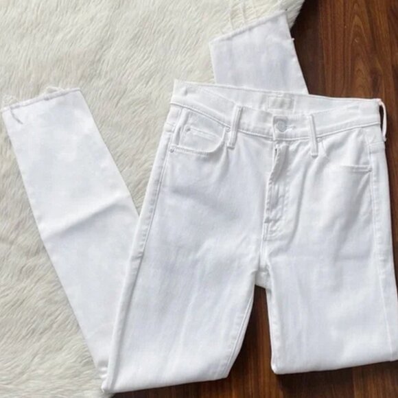 MOTHER The Stunner Two Step Fray Jeans Size 25 Glass Slipper White - Picture 3 of 16